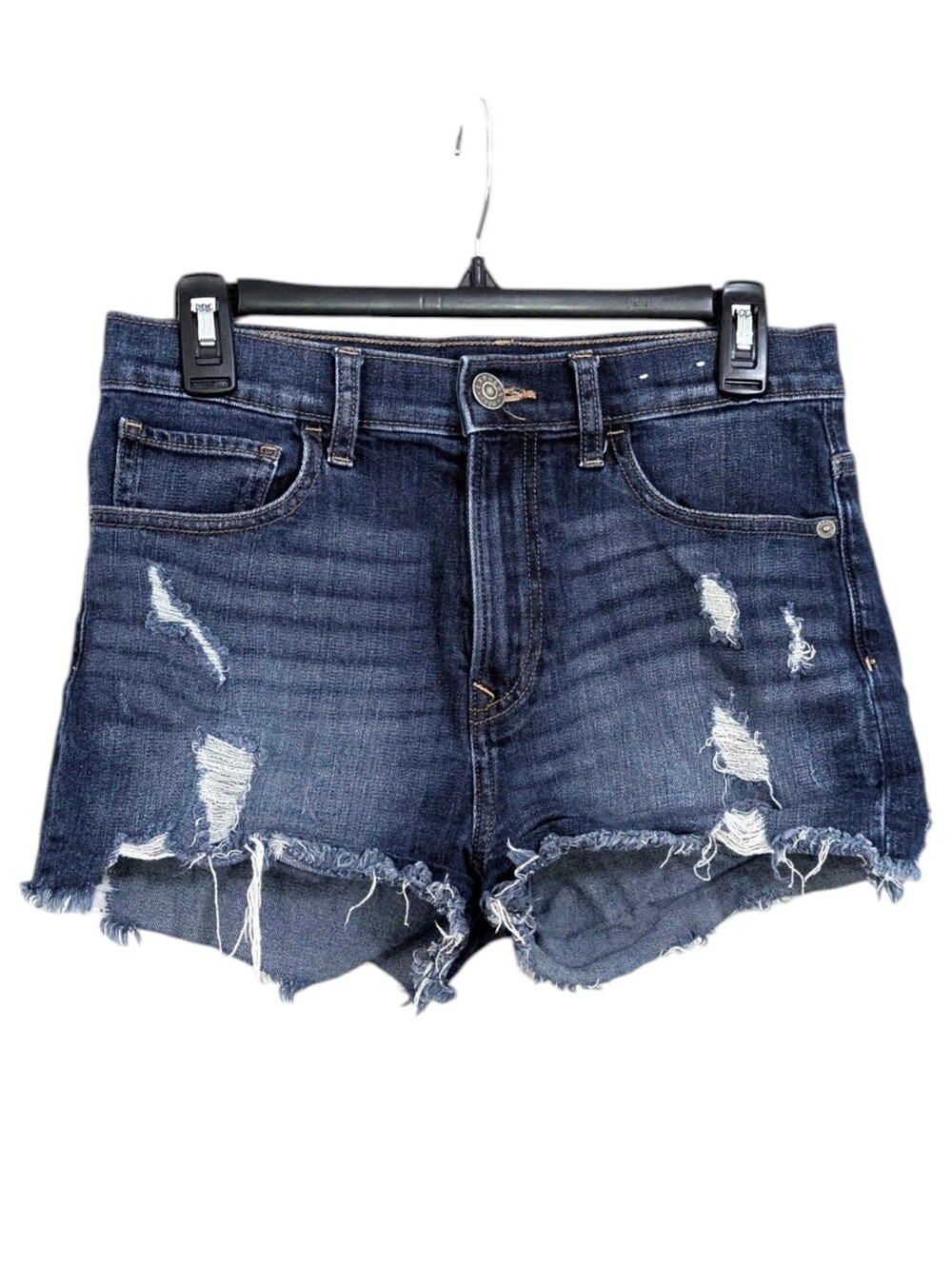 Express High Rise Shortie Jean Shorts - Size 6 Womens - Distressed Frayed Raw